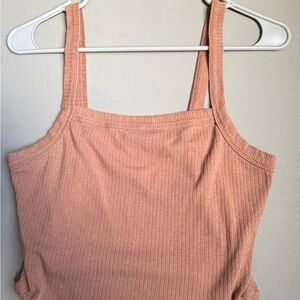Bozzolo Ribbed Square-Neck Tank Top - Peach